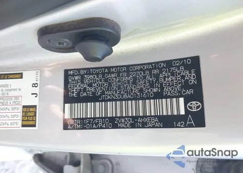 2010 Toyota Prius Iii из США, поврежденный, VIN JTDKN3DU8A0131610